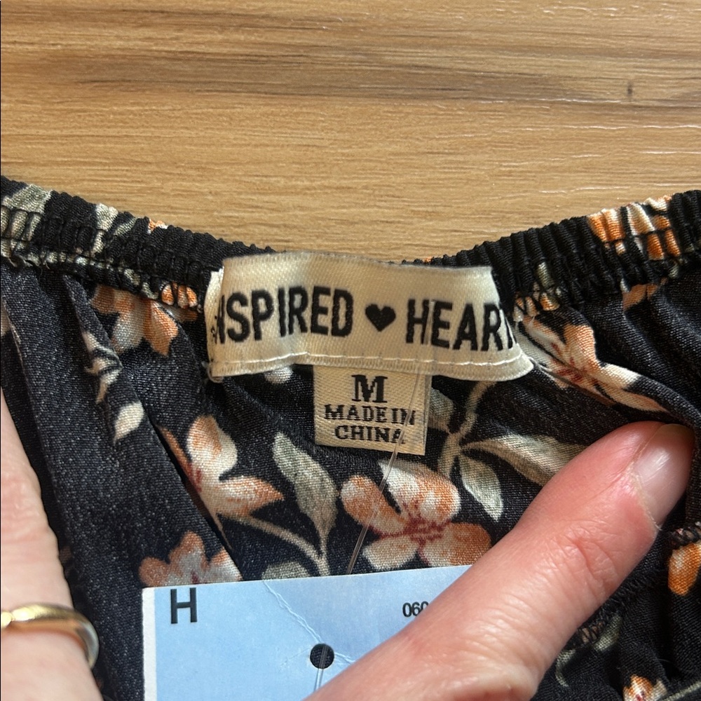 Inspired Hearts Black and Orange Floral Romper - Picture 2 of 3